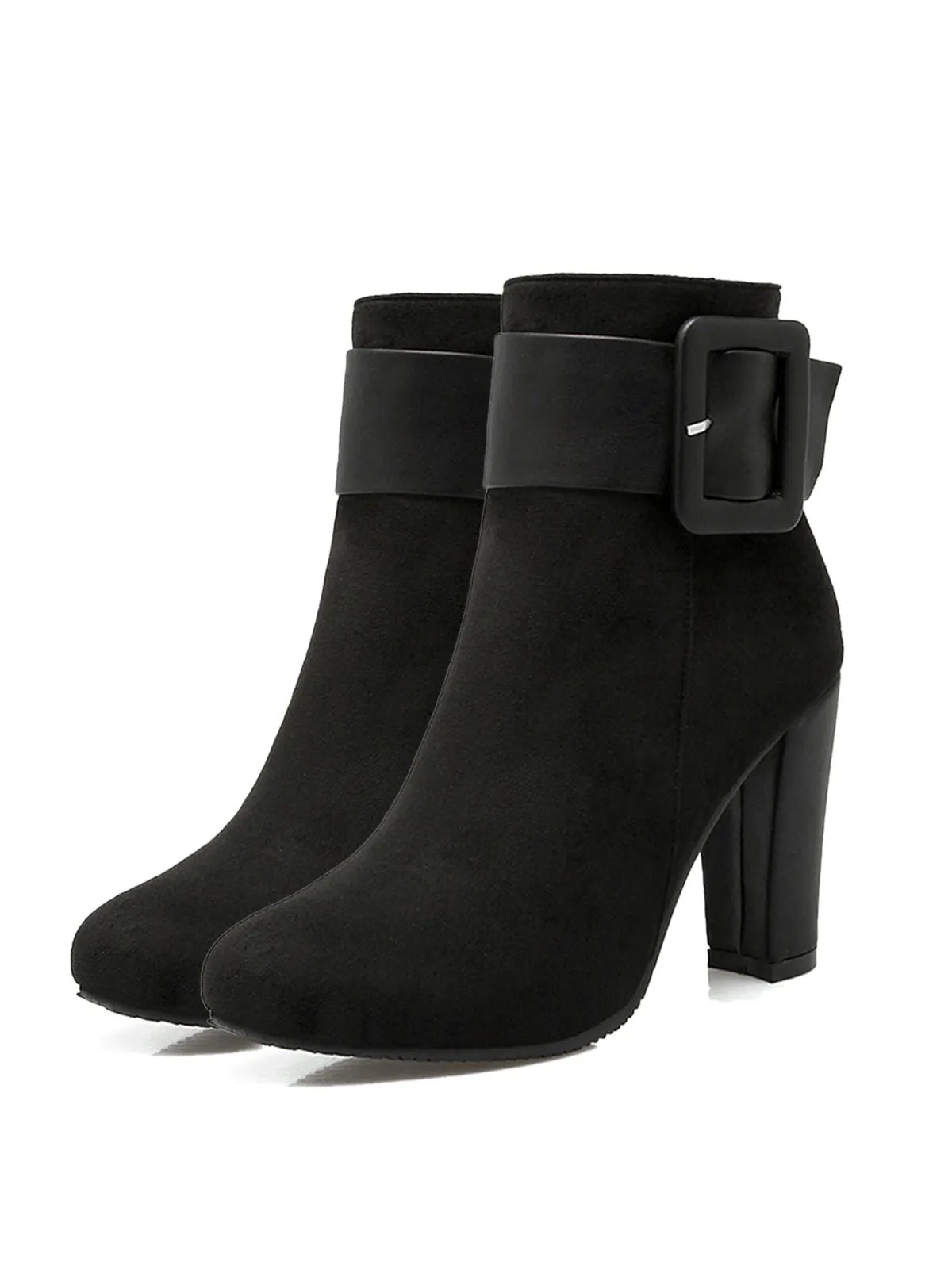 Retro Solid Thick Heel Short Boots