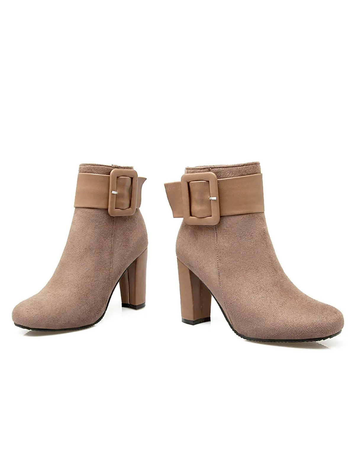 Retro Solid Thick Heel Short Boots