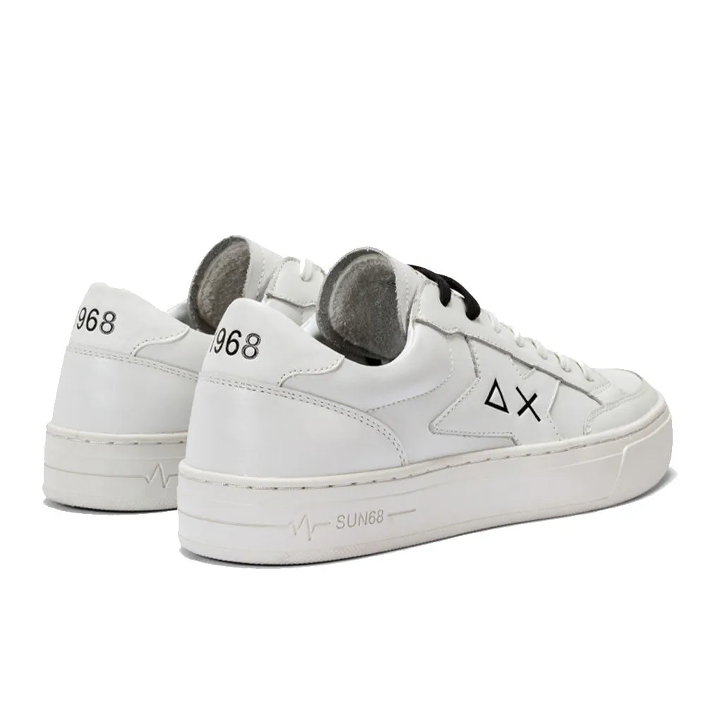 Scarpe Uomo SUN 68 Sneakers Linea Skate in Pelle Colore Bianco