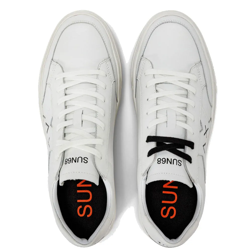 Scarpe Uomo SUN 68 Sneakers Linea Skate in Pelle Colore Bianco