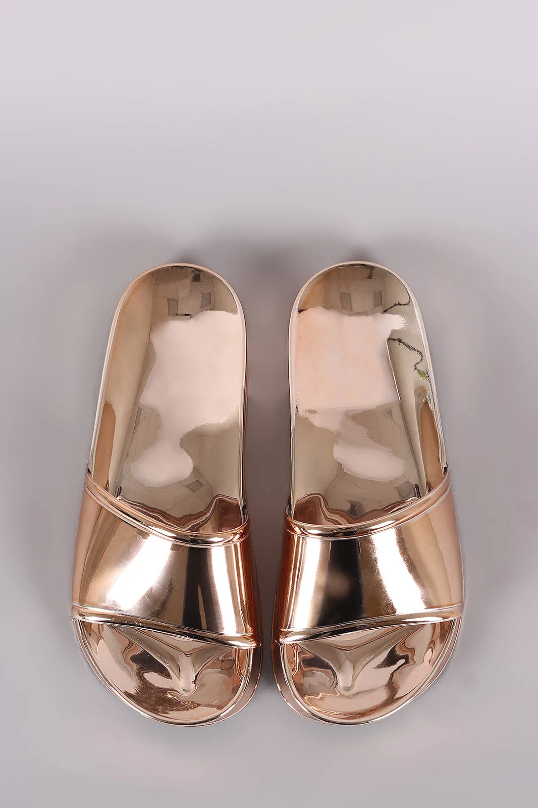 Shiny Metallic Jelly Slide Sandal