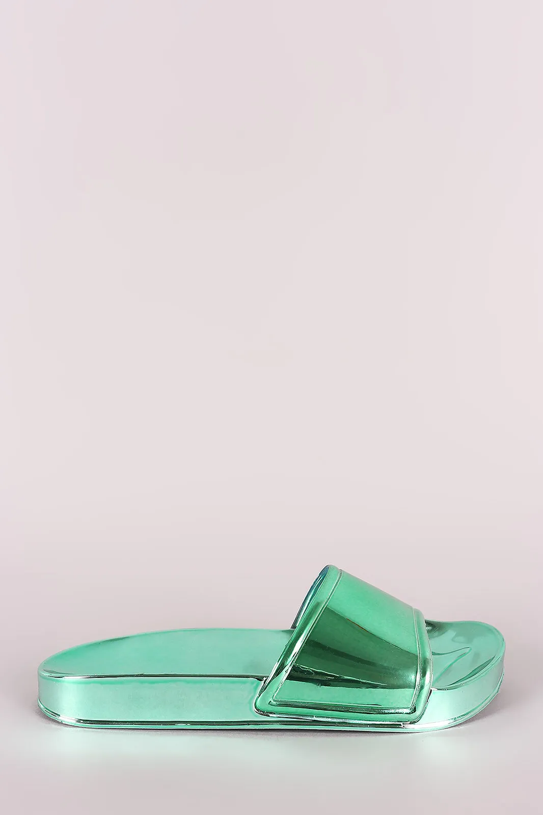 Shiny Metallic Jelly Slide Sandal