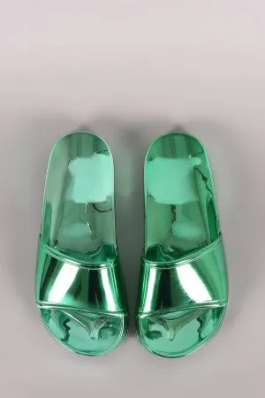 Shiny Metallic Jelly Slide Sandal