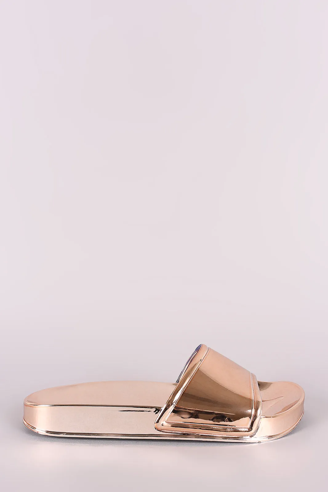 Shiny Metallic Jelly Slide Sandal