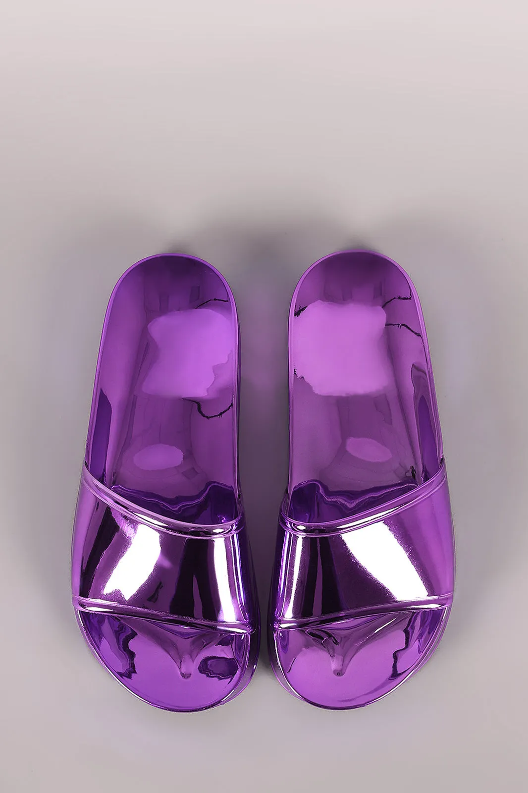 Shiny Metallic Jelly Slide Sandal