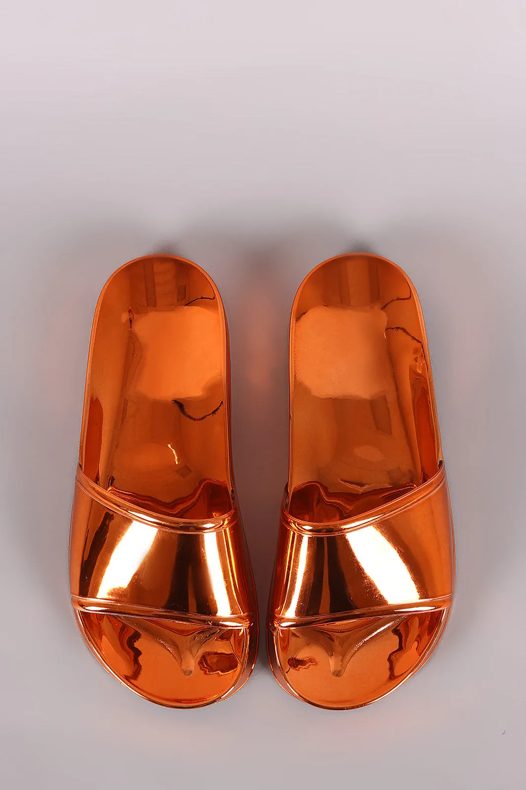 Shiny Metallic Jelly Slide Sandal