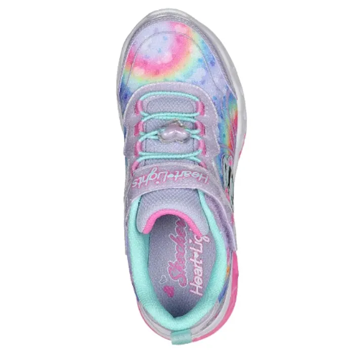 Skechers S Lights Flutter Heart Lights Groovy Swirl Lavender Aqua Trainer