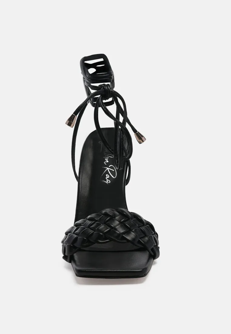 Skora Tie Up Spool Heel Sandals