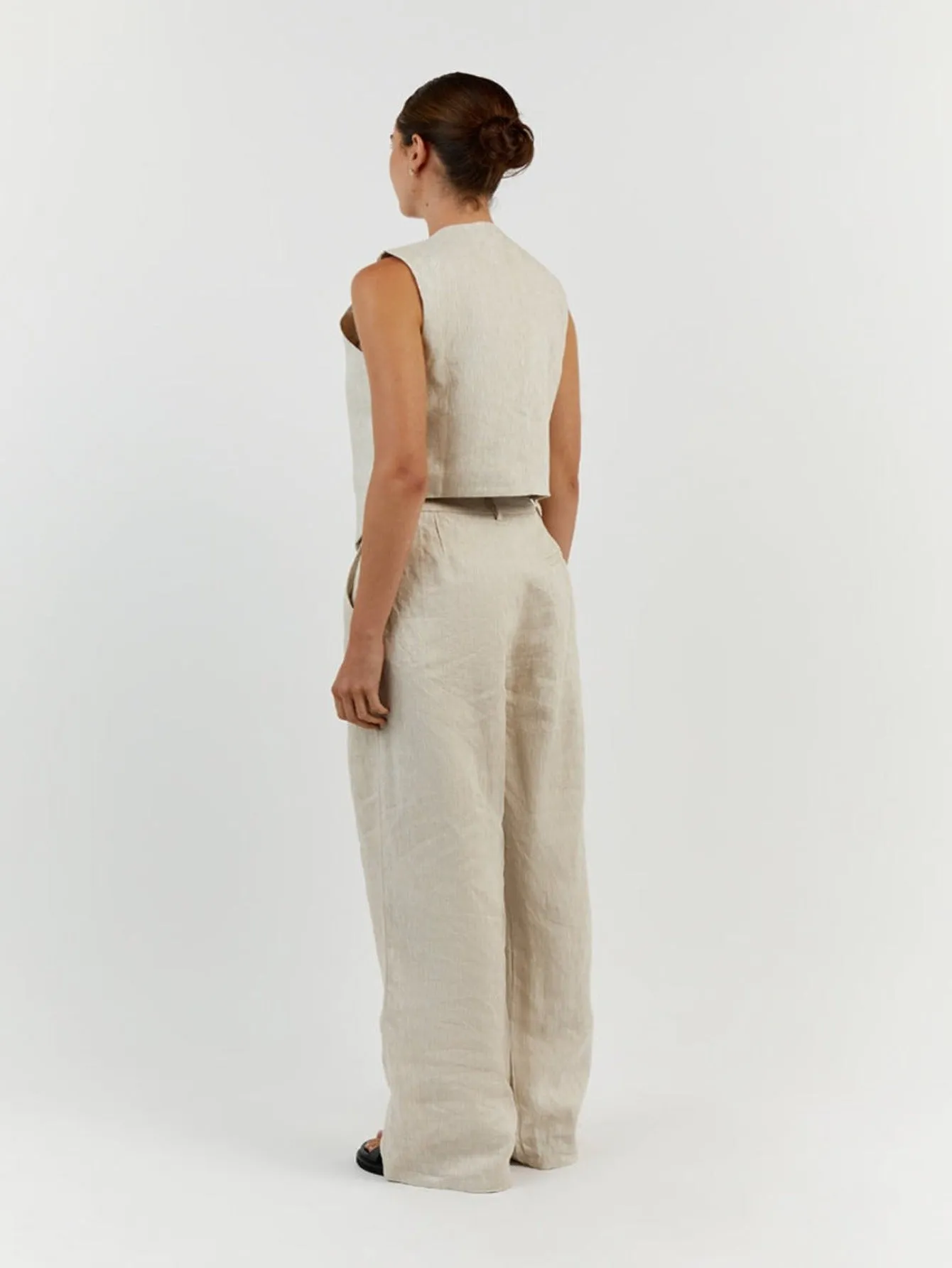 Sleeveless Linen Vest Pant Set