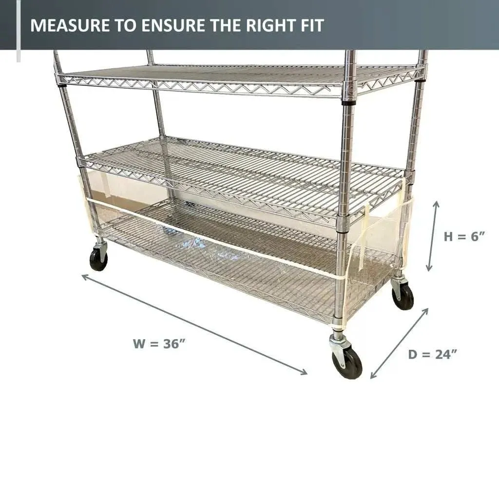 Storage Shelving Bottom Cover, 36"W x 24"D x 6"H, All Clear PVC Panels (Bottom Part ONLY)