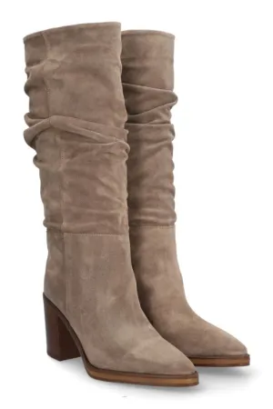 Suede Knee High Heeled Boots