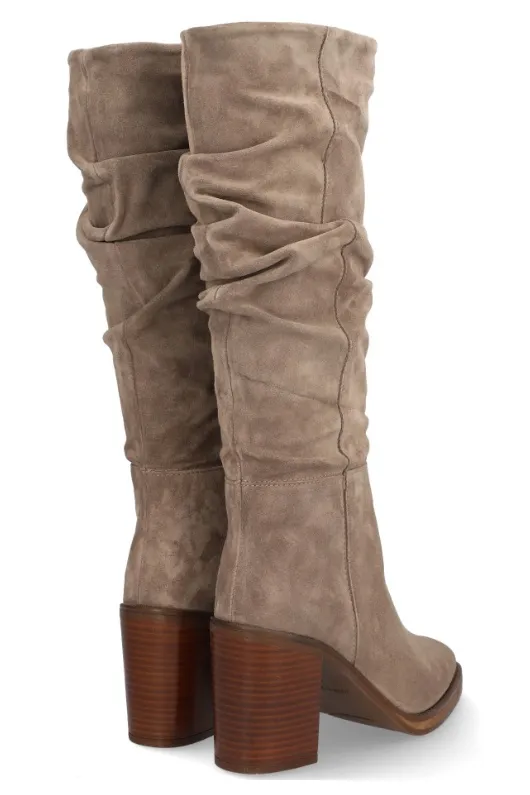 Suede Knee High Heeled Boots