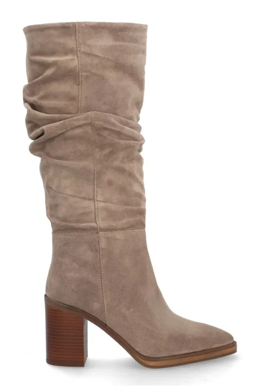 Suede Knee High Heeled Boots