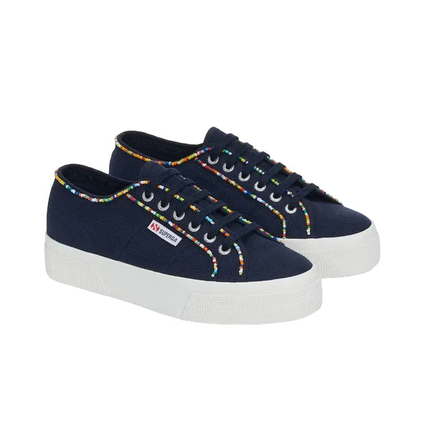 Superga scarpa sneakers da donna 2740 Multicolore Beads S4131FW ATU blu