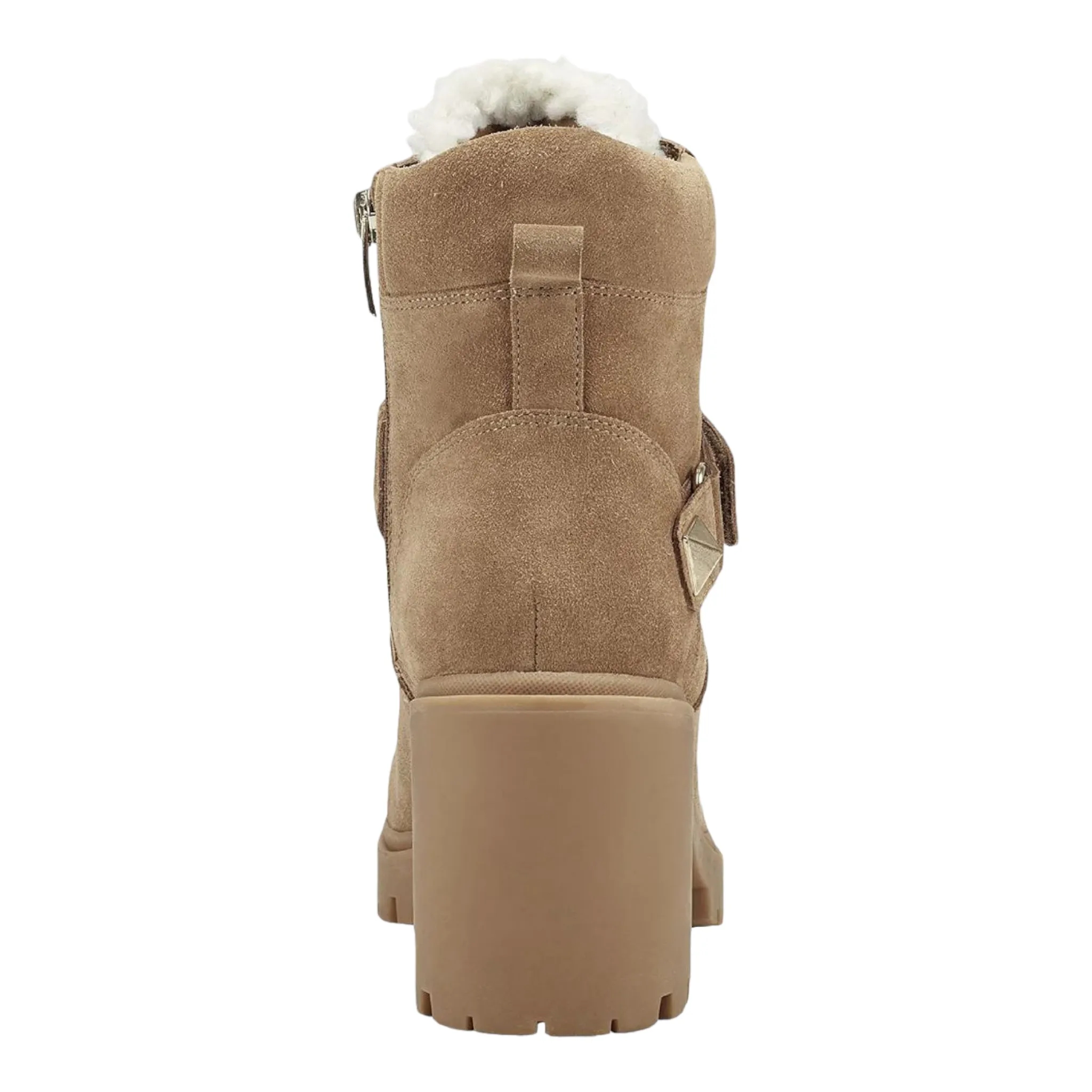 Tan Leather Sherpa Heeled Boots