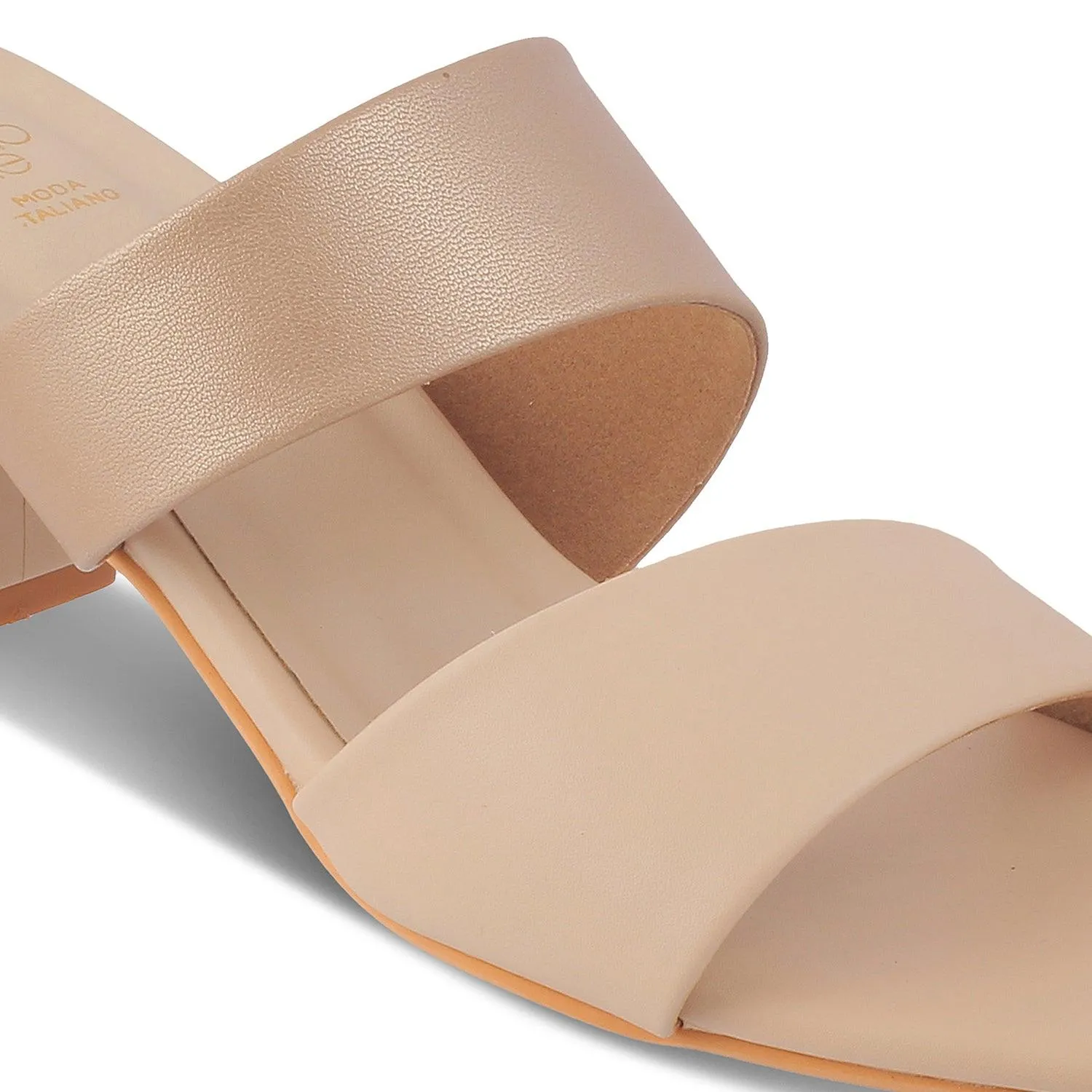 The Satania Beige Women's Dress Block Heel Sandals Tresmode