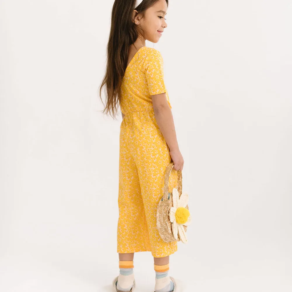 The Short Sleeve Wide Leg Jumpsuit in Zingy Petals