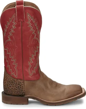 'Tony Lama' Men's 13" Antonio Western Square Toe - Tan / Red