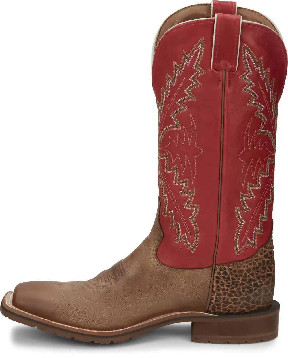 'Tony Lama' Men's 13" Antonio Western Square Toe - Tan / Red