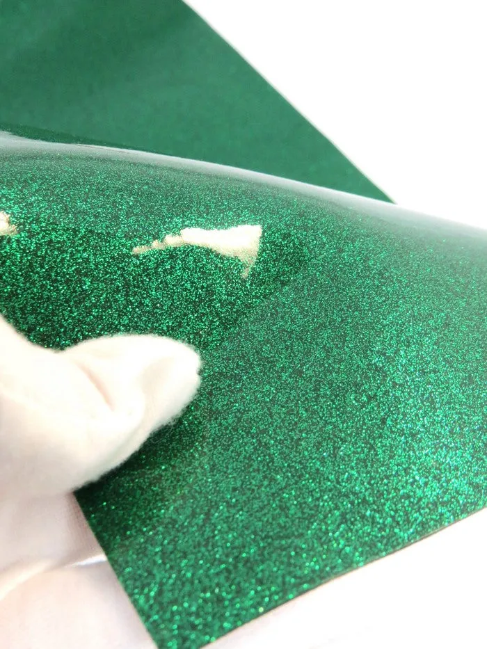 Ultra Sparkle Glitter Upholstery Vinyl Fabric / DARK GREEN / Sold by The Yard