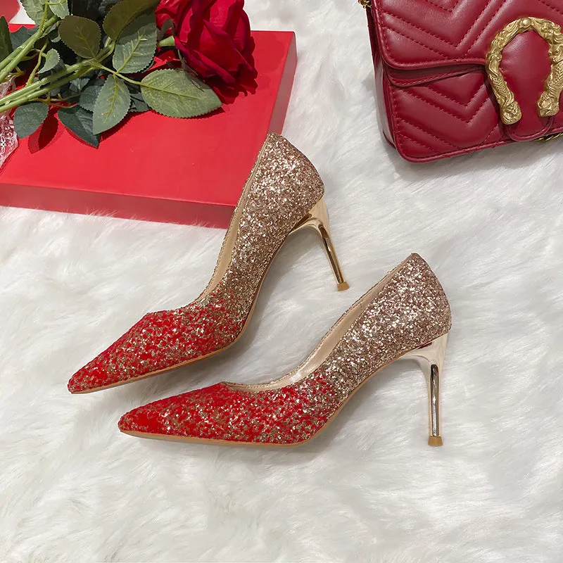 Unique Sequin High Heels Wedding Shoes