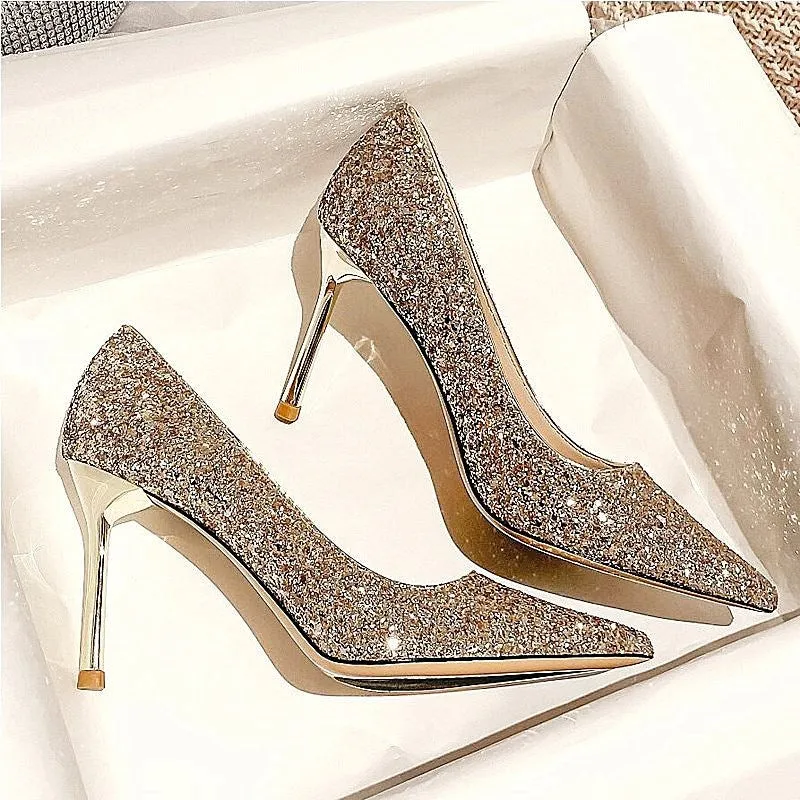 Unique Sequin High Heels Wedding Shoes