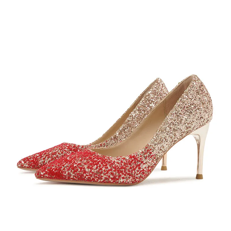 Unique Sequin High Heels Wedding Shoes