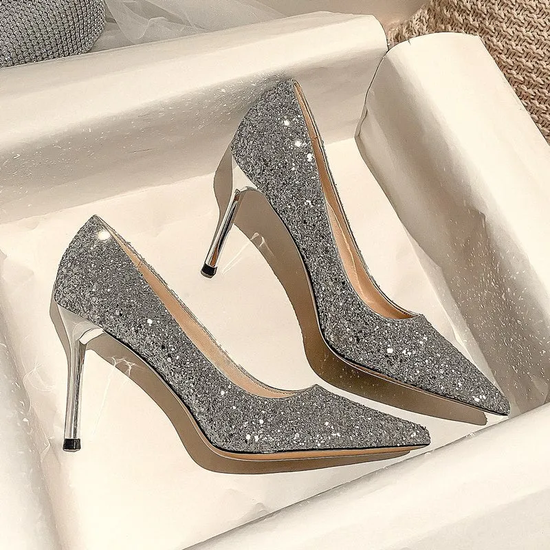 Unique Sequin High Heels Wedding Shoes