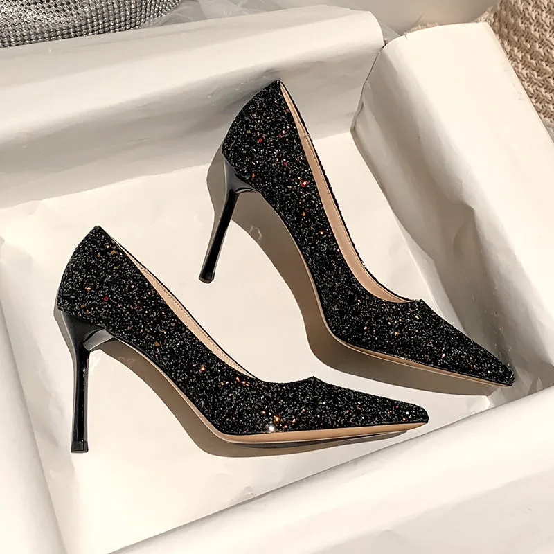 Unique Sequin High Heels Wedding Shoes