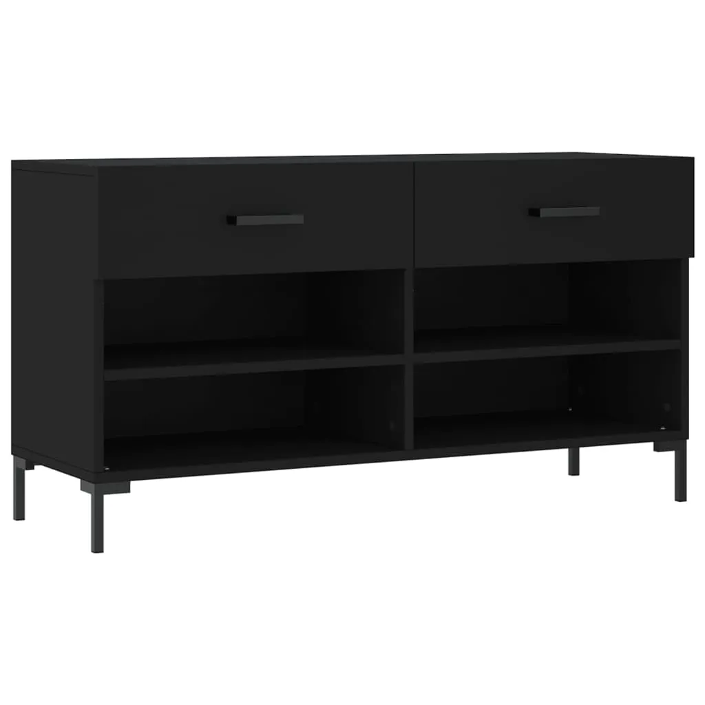 vidaXL Shoe Bench Black 102x35x55 cm Engineered Wood