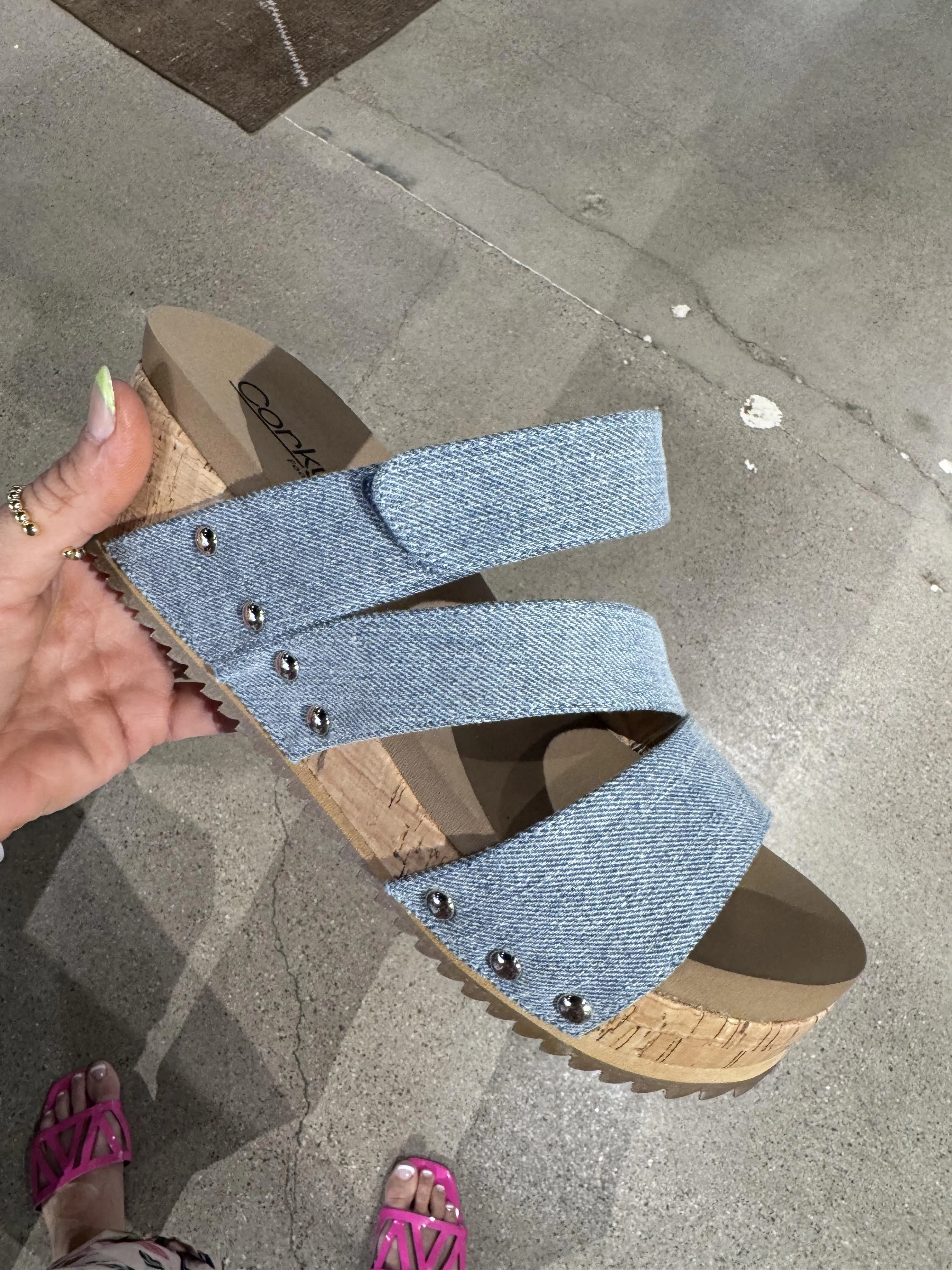 Voyage Blue Denim Wedges | Corkys - Final Sale