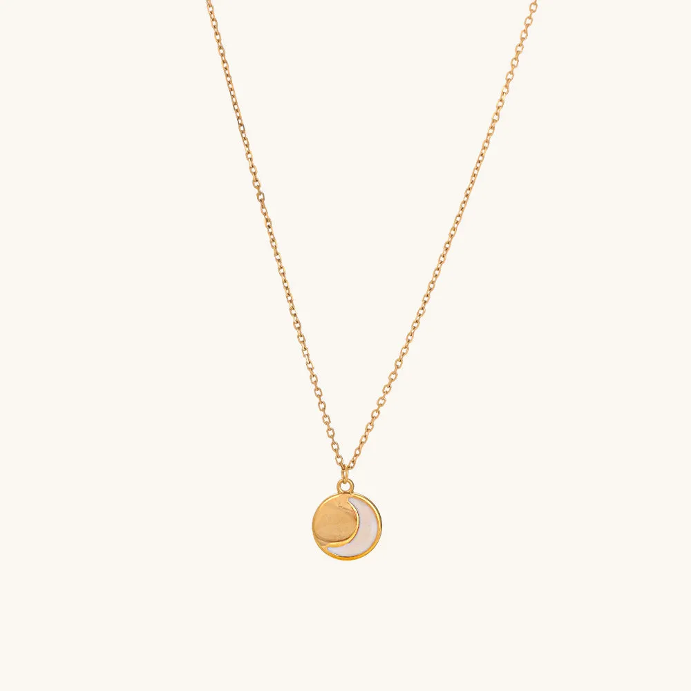 White Shine Half Moon Pendant