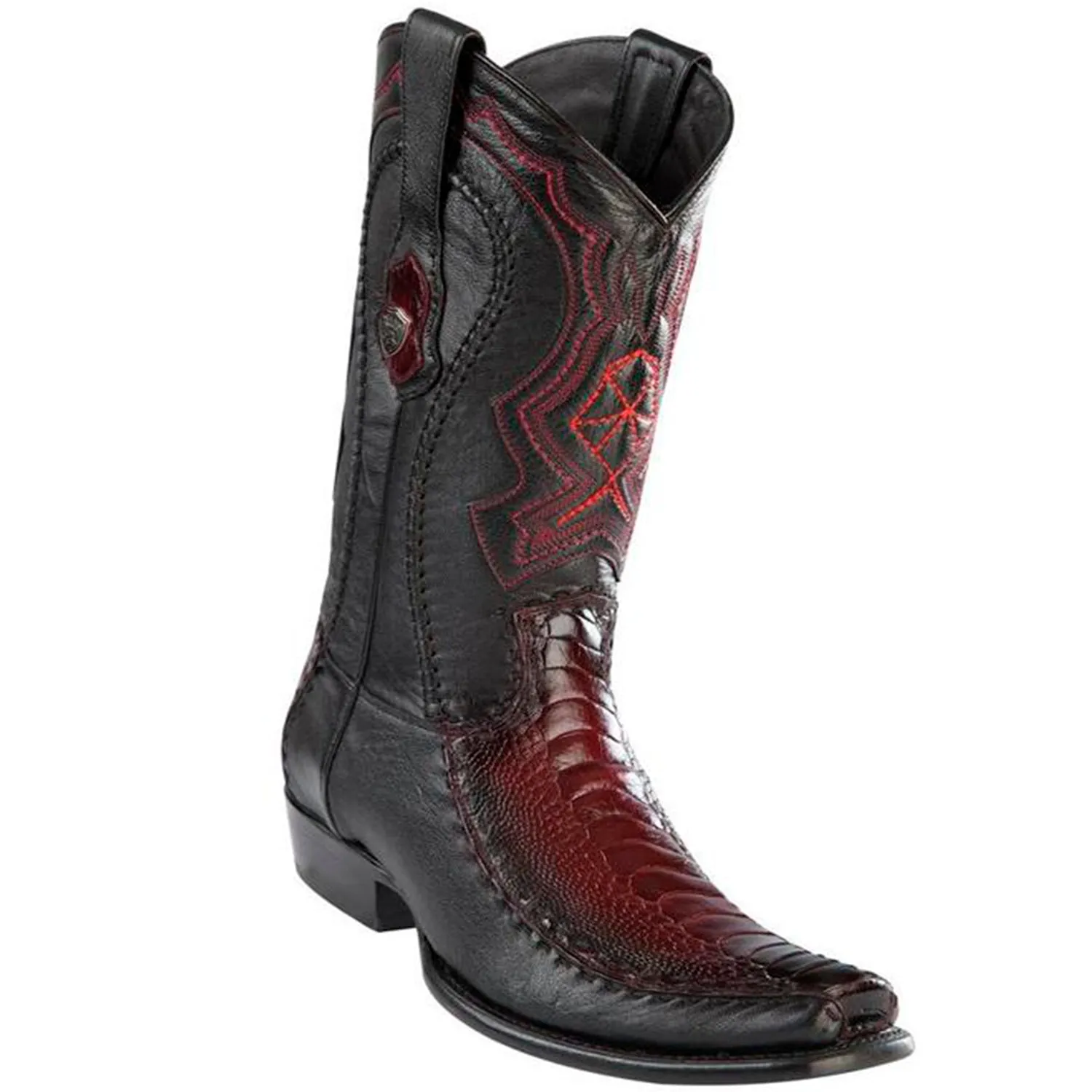 Wild West Boots #279F0543 Men's | Color Faded Burgundy | Men’s Wild West Ostrich Leg Boots Dubai Toe Handcrafted