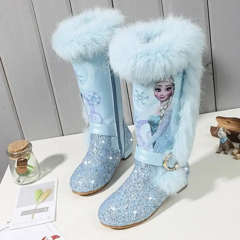 Winter Girls Low Heel Boots with Fur