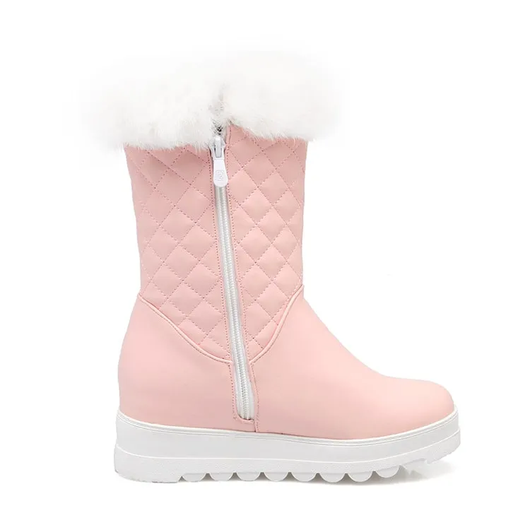 Winter Warm Snow Boots Girl's Fur Lined Boots PU Leather Waterproof Boot