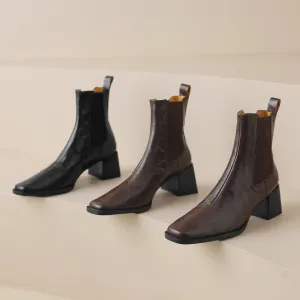 Womens Leather Heeled Chelsea Boot