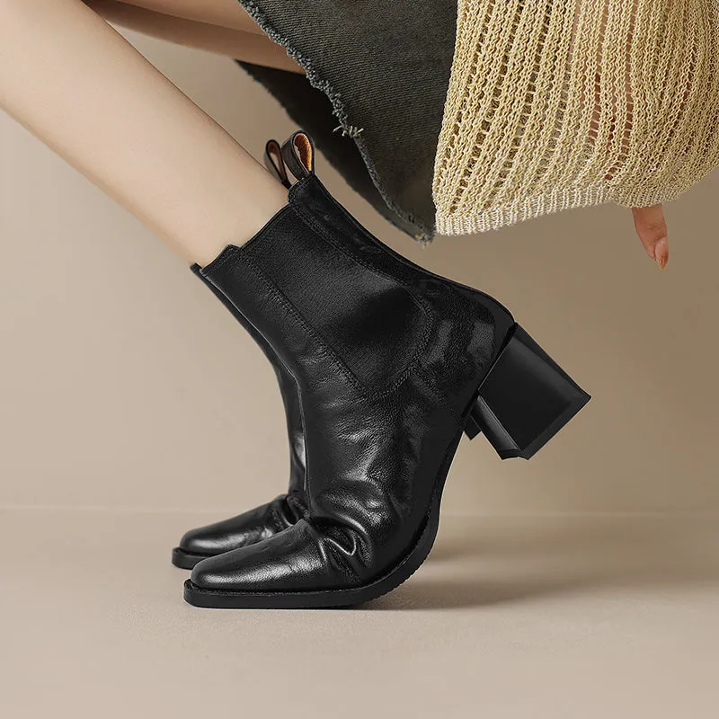 Womens Leather Heeled Chelsea Boot