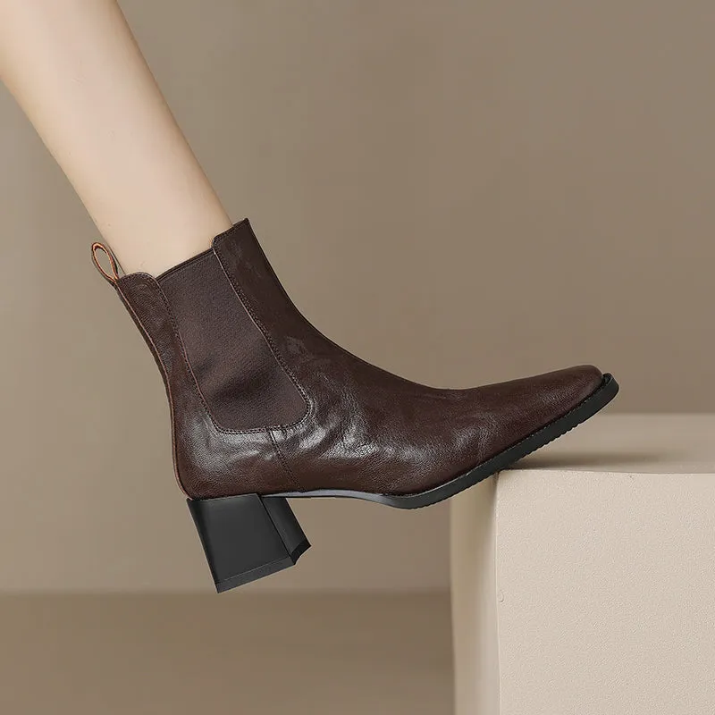 Womens Leather Heeled Chelsea Boot