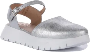 Wonders Babi Closed Toe Sandal In Platinum For Women