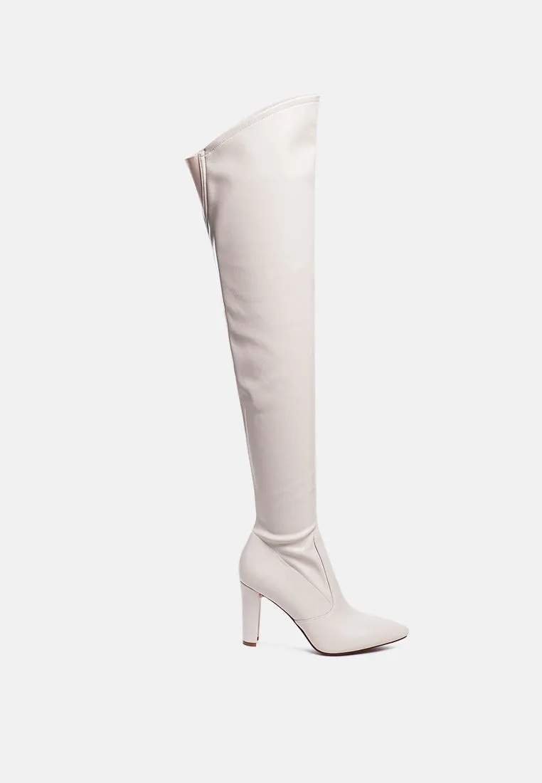 Zade Thigh High Long Boots In Stretch Patent Pu